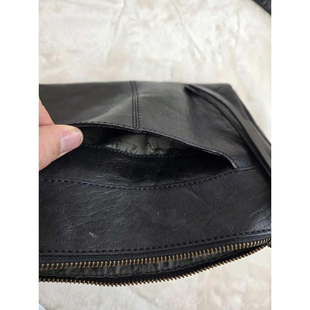 Diba True Black Leather Crossbody Bag‎ Ring Detail Tassel Adjustable Strap